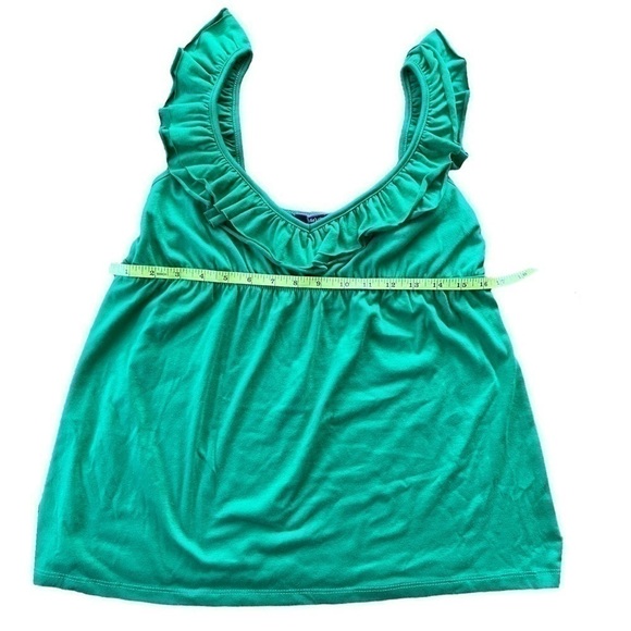 𝅺JULIE’S Closet Romantic Flutter Sleeveless Green Empire Waist Top, Size Small - Picture 8 of 8